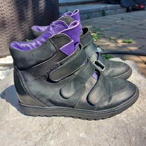 Arche Hidden wedge black leather booties